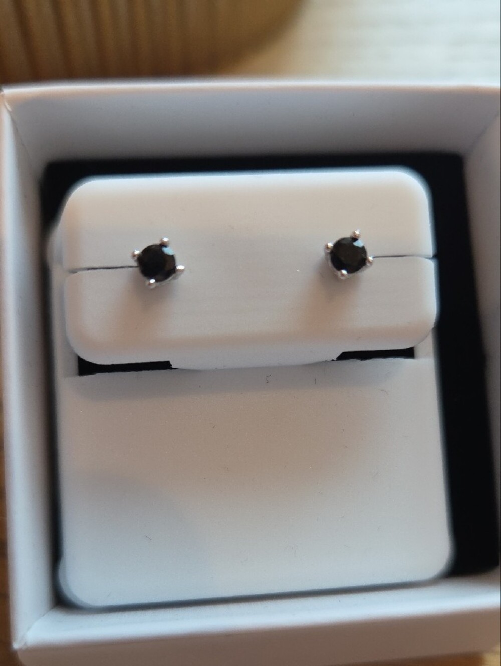 Black Stone Sterling Silver Stud Earrings - Women Jewelry - Picture 3 of 6